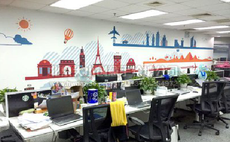 安龙教你设计办公室墙绘的方法。